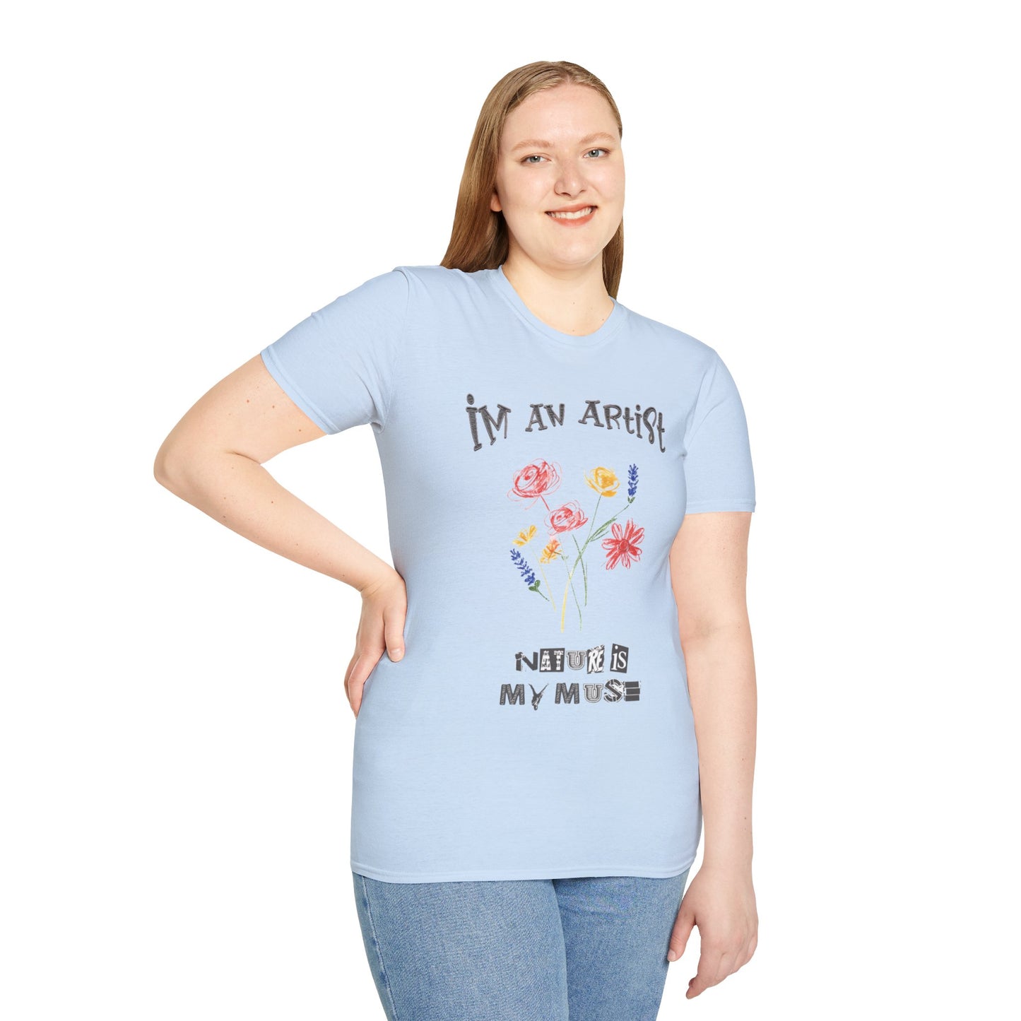 I'm An Artist Nature Is My Muse – Playful Crayon Floral T-Shirt