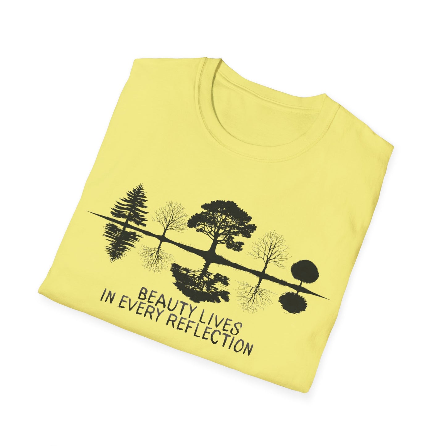 Beauty Lives In Every Reflection - Monochrome Silhouette Trees With Reflection In Water T-Shirt