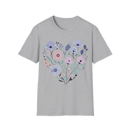 Heart Shaped Floral Arrangement T-Shirt -  Pastel Tones Design