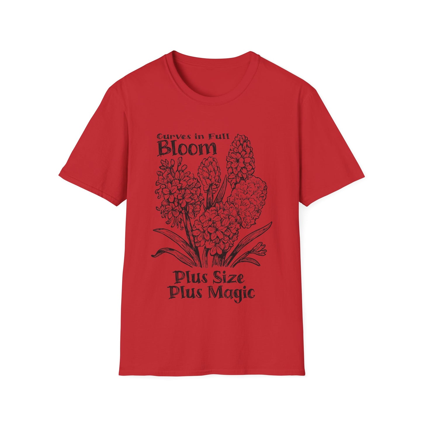 Curves in Full Bloom - Monochrome Floral T-Shirt