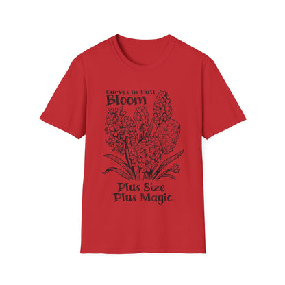 Curves in Full Bloom - Monochrome Floral T-Shirt