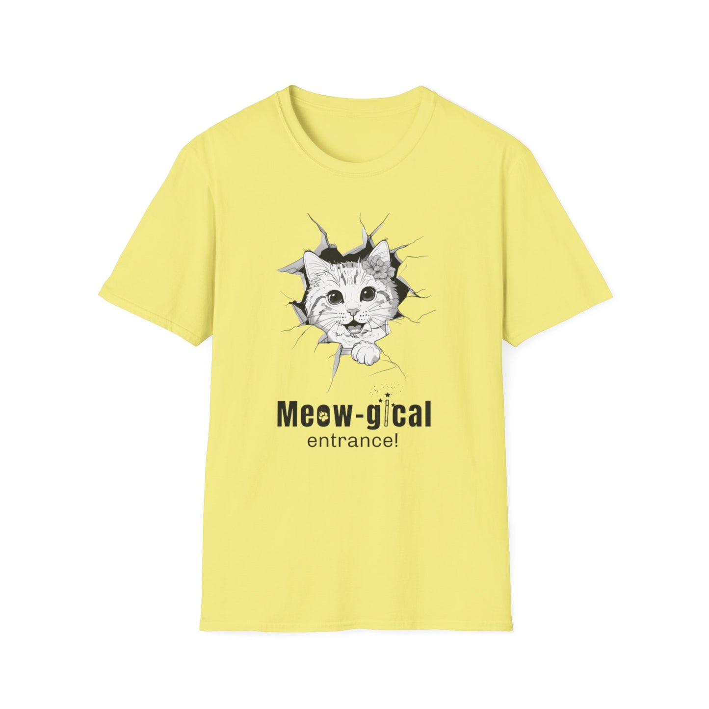 Meow-gical Entrance! - Playful Cute Kitten Breaking through Wall T-Shirt