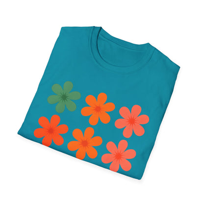 Vibrant Grid Flowers T-Shirt