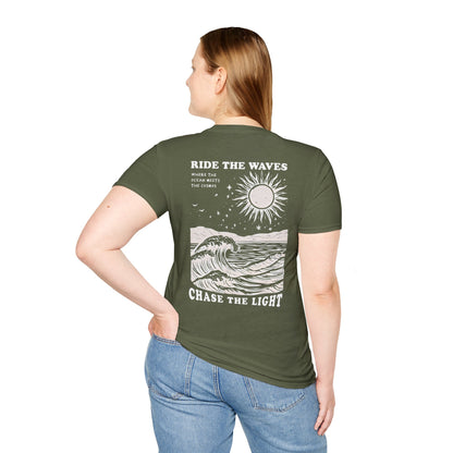Ride the Waves - Vintage Ocean Waves and Cosmos T-Shirt