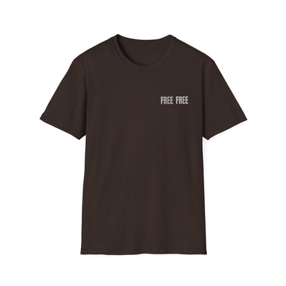 Free Free Free Palestine - Monochrome Metallic-like Style Typography  Front and Back Design T-Shirt