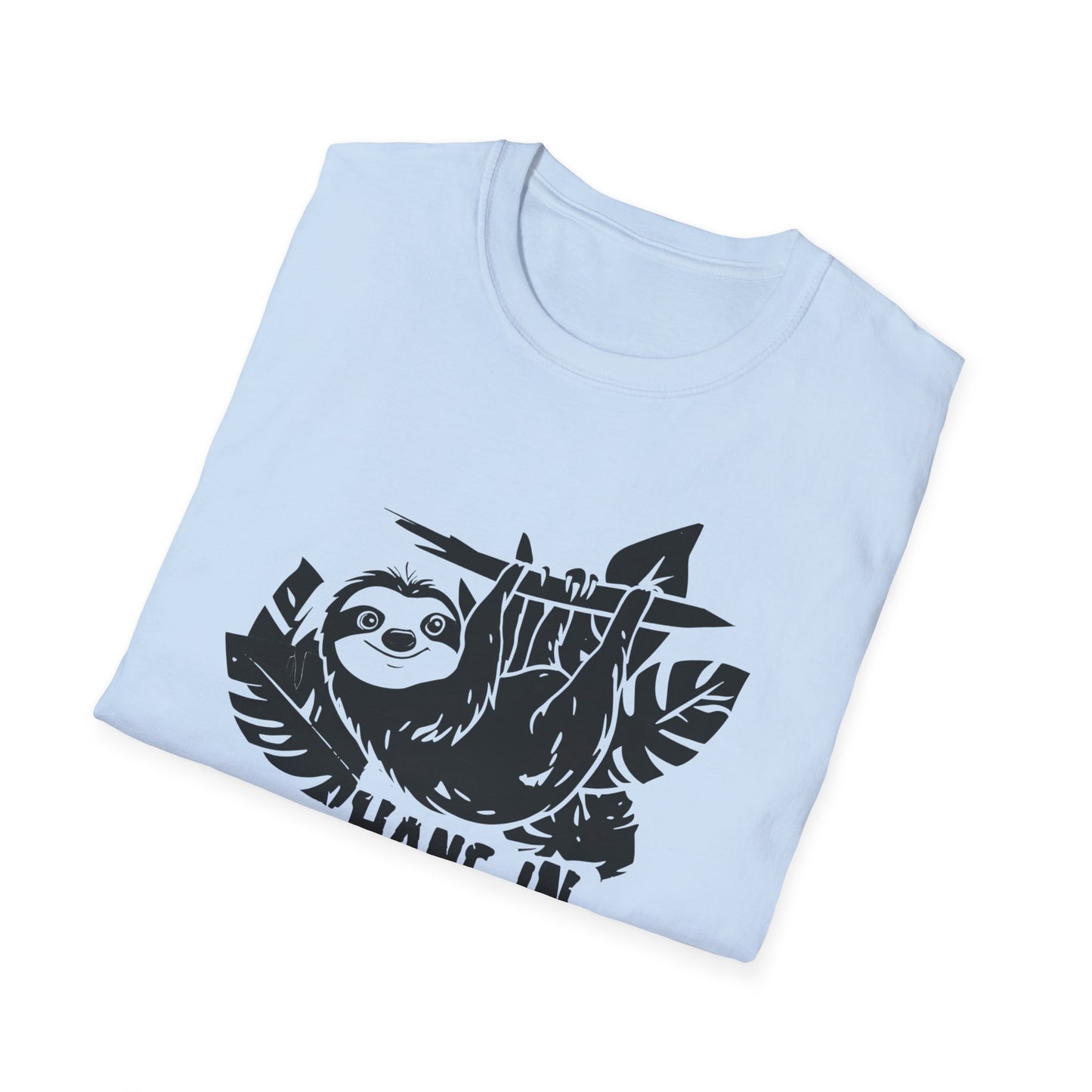 Hang In There! - Playful Minimalistic Sloth Silhouette Hanging Upside Down T-Shirt