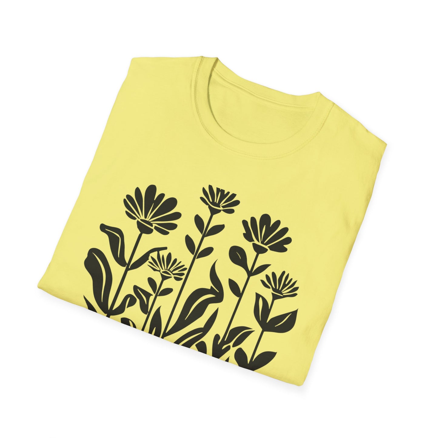 Black Lino Cut Botanical Circular T-Shirt
