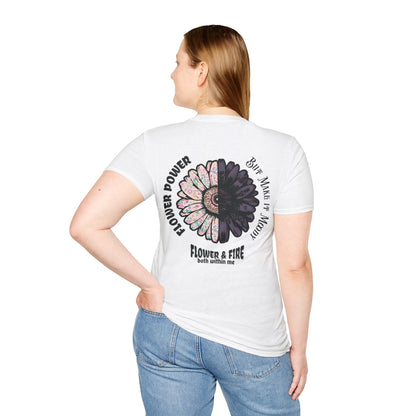 Flower Power but Make it Moody T-Shirt - Symmetrical Flower of Contrasting Designs
