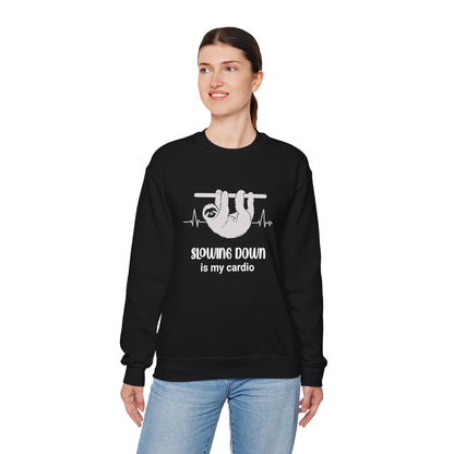 Slowing Down Is My Cardio - Sloth Silhouette With Heartbeat Playful Sweatshirt