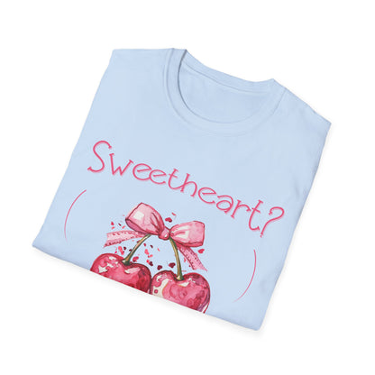Sweetheart? Only After Coffee -  Watercolor Playful Heart Cherry  T-Shirt