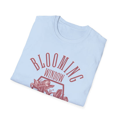 Blooming Window - Monochrome Pink Floral T-Shirt