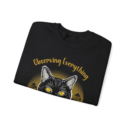 Observing Everything, Emotionally Invested in Nothing - Playful Cat Staring Sweatshirt
