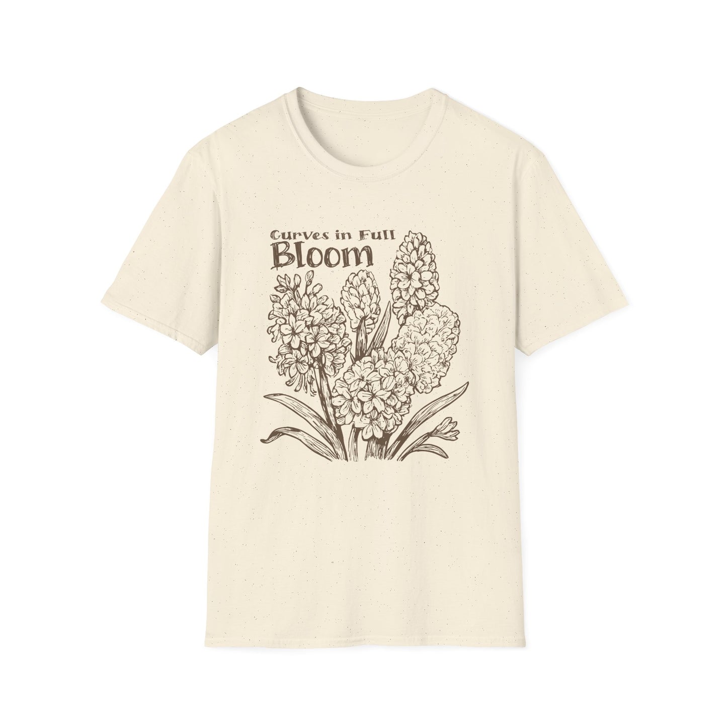 Curves in Full Bloom - Monochrome Golden Floral T-Shirt