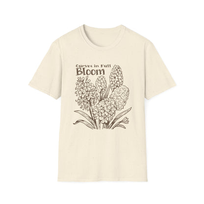 Curves in Full Bloom - Monochrome Golden Floral T-Shirt