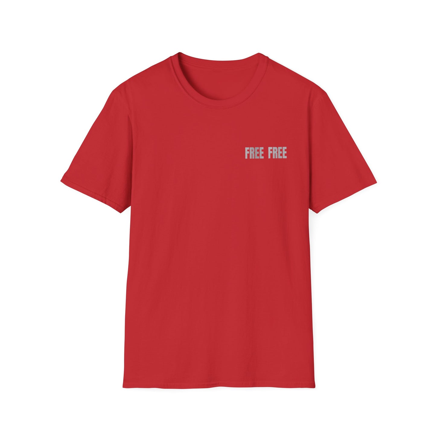 Free Free Free Palestine - Monochrome Metallic-like Style Typography  Front and Back Design T-Shirt