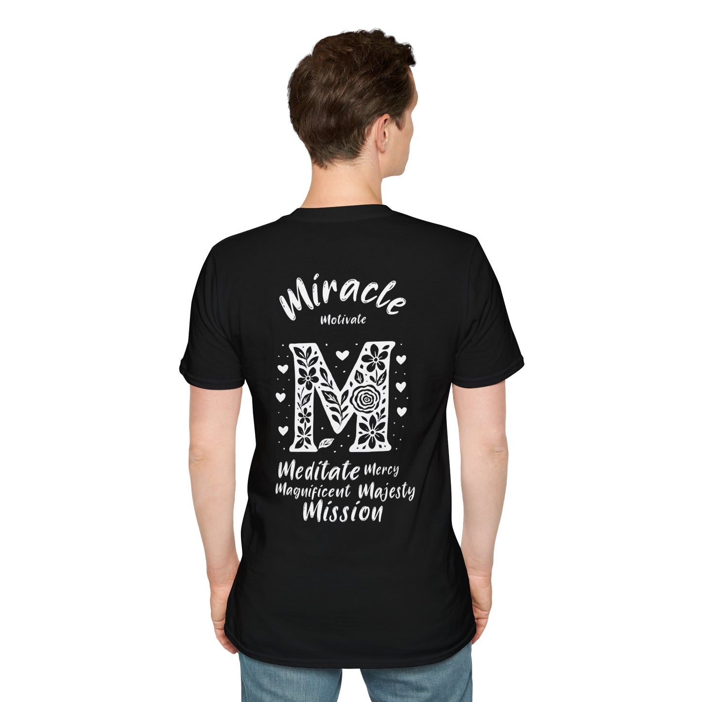 Letter M Flower T-Shirt - Letters Flowers Patterns Front And Back Design