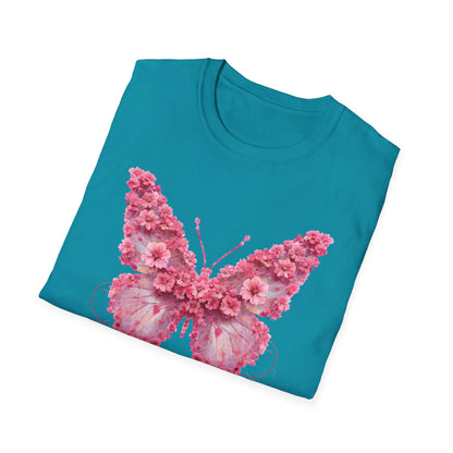 Elegant Floral Butterfly T-Shirt – Whimsical Design