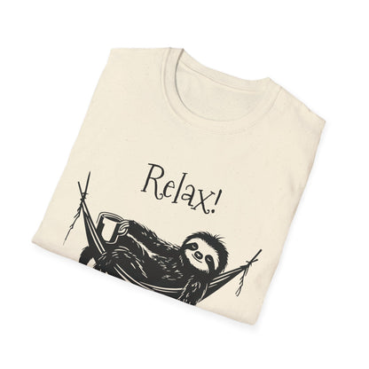 Relax, We Are All Crazy, It Is Not A Competition - Minimalistic Sloth Silhouette In Hammock With Coffee T-Shirt