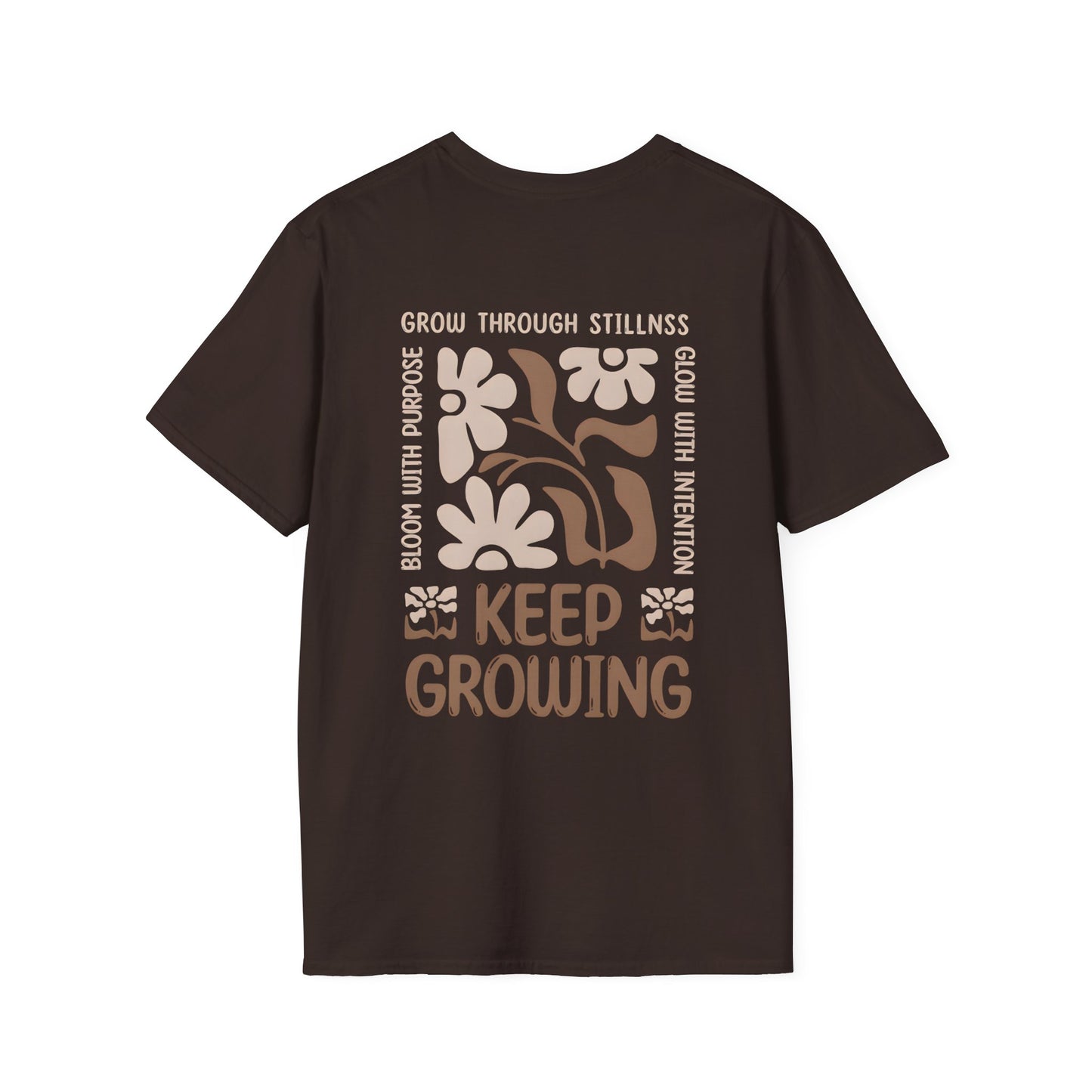 Keep Growing Boho Style Floral T-Shirt - Front And Back Design