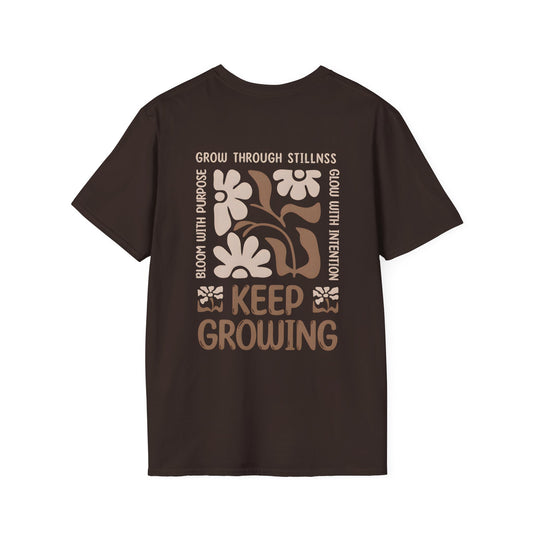 Keep Growing Boho Style Floral T-Shirt - Front And Back Design