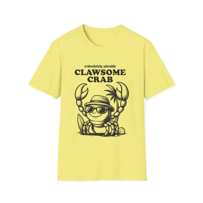 Crabsolutely Adorable Clawsome Crab  - Playful Cartoon Crab With Sunglasses And Palm Tree T-Shirt