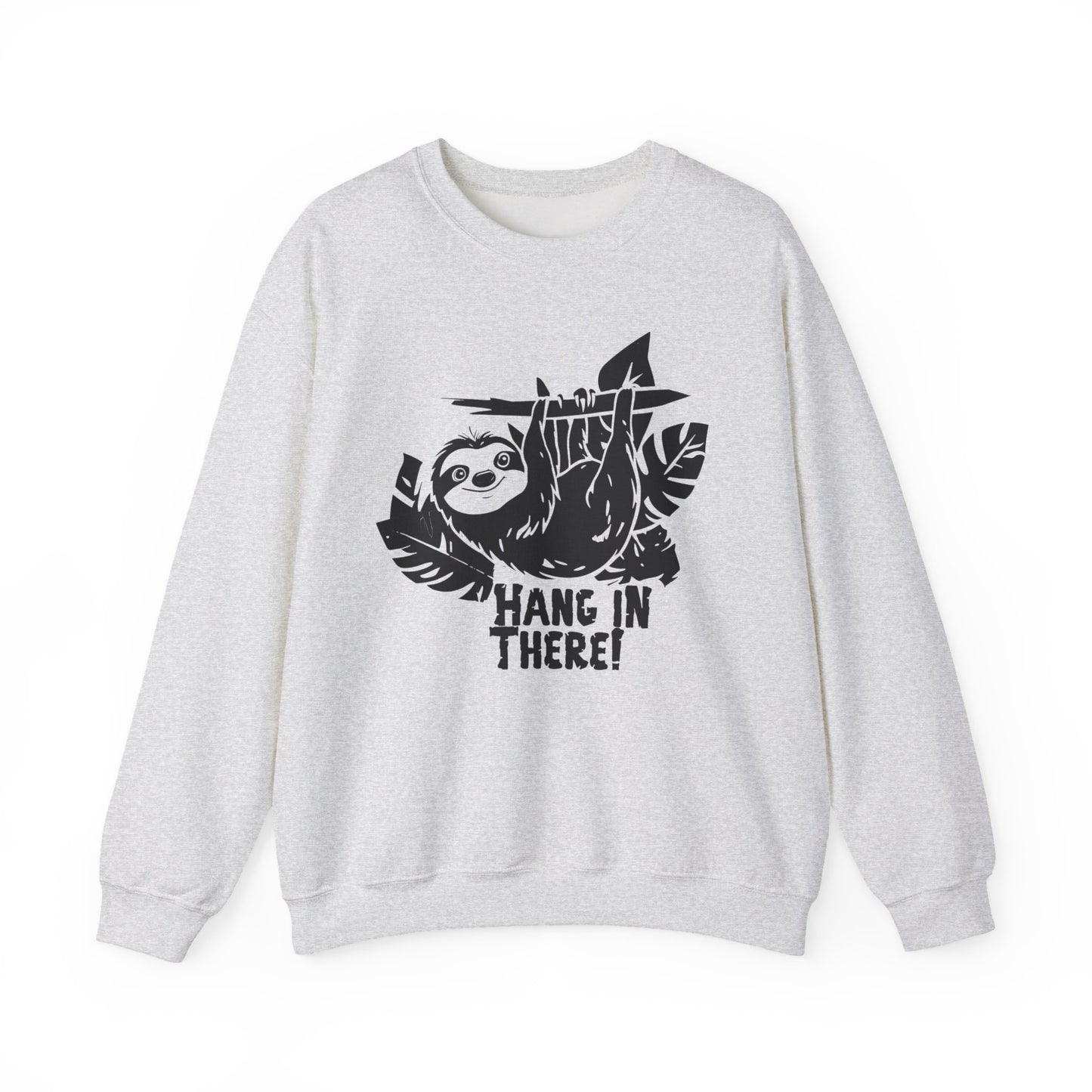 Hang In There! - Playful Minimalistic Sloth Silhouette Hanging Upside Down Sweatshirt