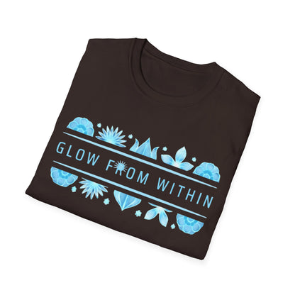 Glow From Within T-Shirt -Glowing Blue Floral Line