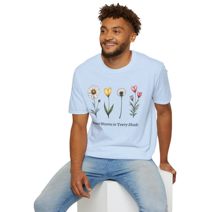 Realistic Floral Line T-Shirt - Colorful Design
