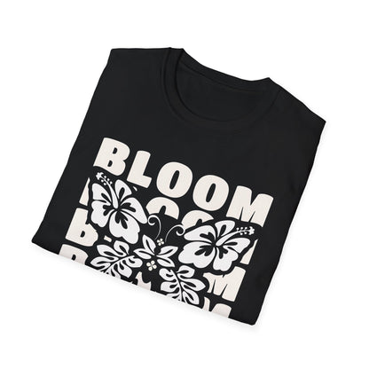 Bloom And Fly - Monochrome Floral Butterfly T-Shirt