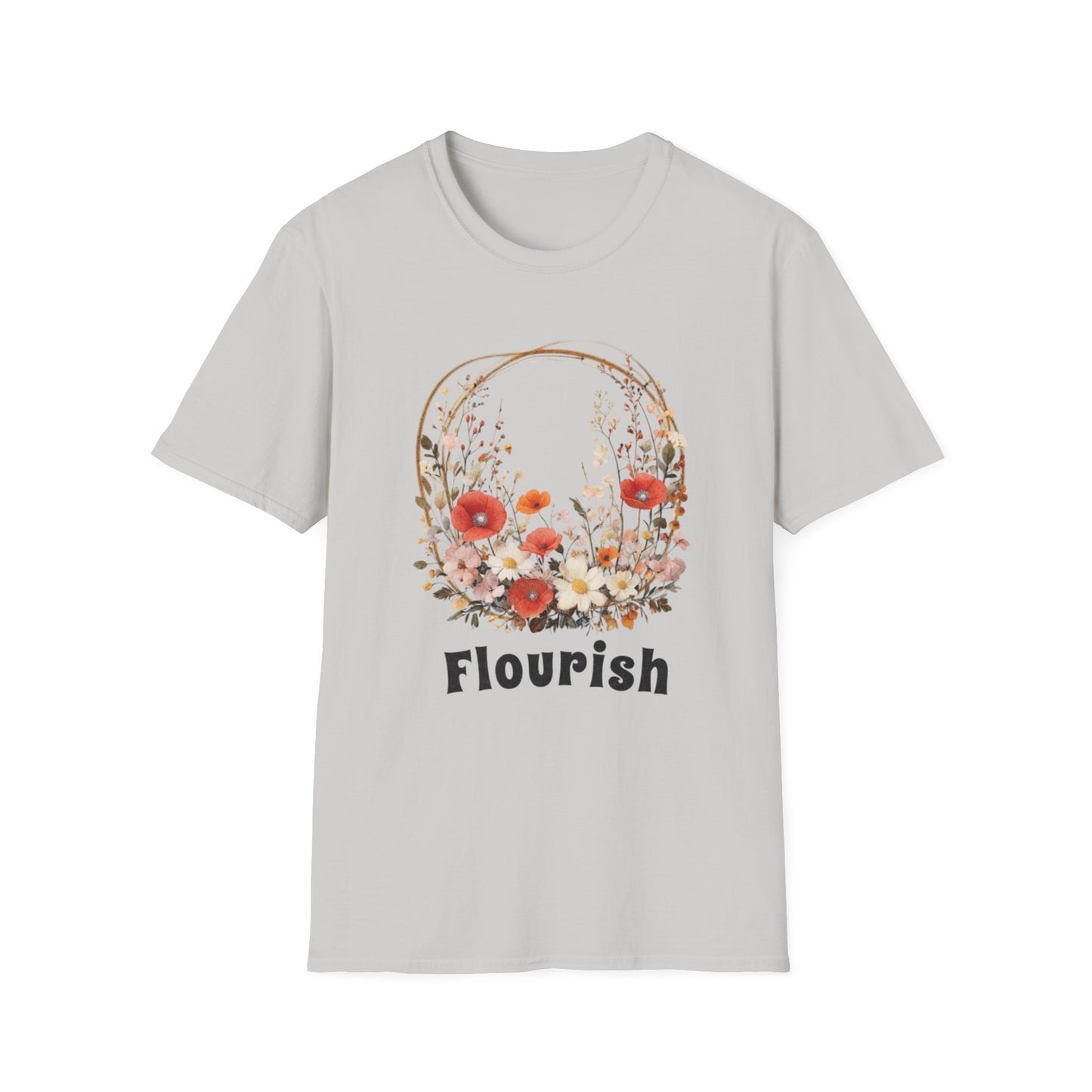 Flourish  - Vintage Watercolor Floral Circular Wreath T-Shirt