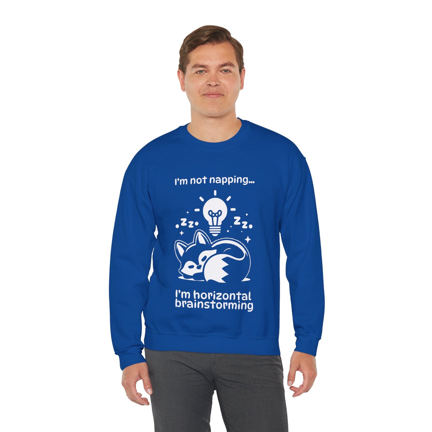 I'm Not Napping, I'm Horizontal Brainstorming - Playful Silhouette Sweatshirt