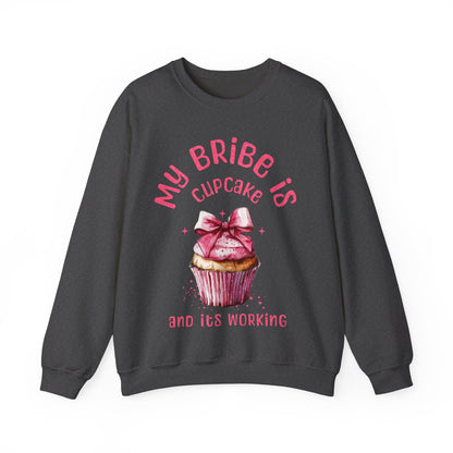 My Bribe Cupcake Makes and its working -  Watercolor Pink Cupcake Sweatshirt