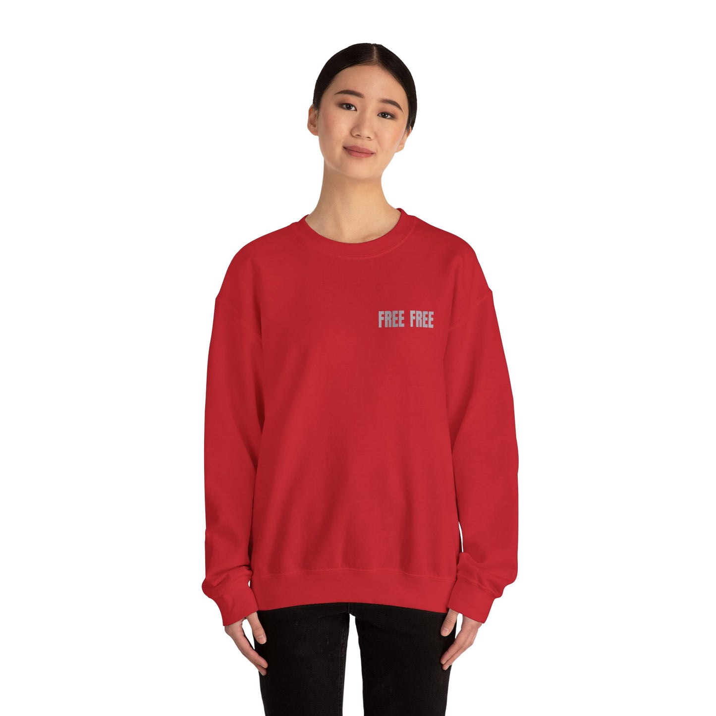 Free Free Free Palestine - Monochrome Metallic-like Style Typography  Front and Back Design Sweatshirt