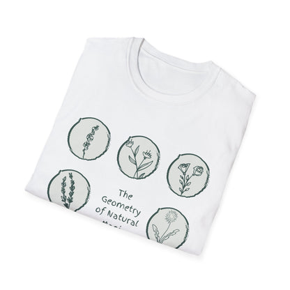 The Geometry of Natural Magic - Minimalistic Floral Grid T-Shirt