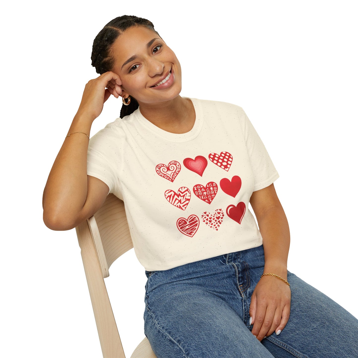Grid of Different Red Heart Patterns T-Shirt