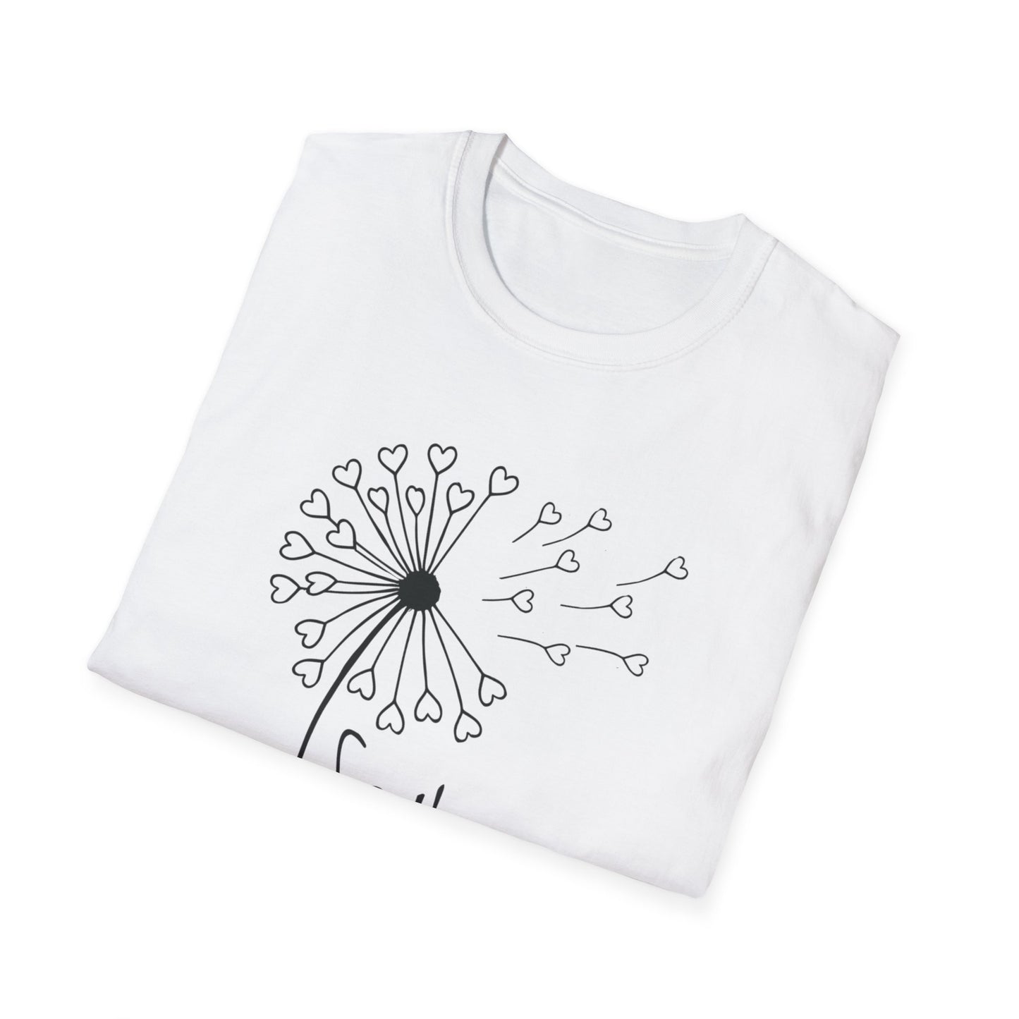So (Sow) much love T-Shirt -Minimalistic Dandelion with Heart Shapes Design