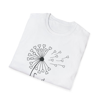 So (Sow) much love T-Shirt -Minimalistic Dandelion with Heart Shapes Design