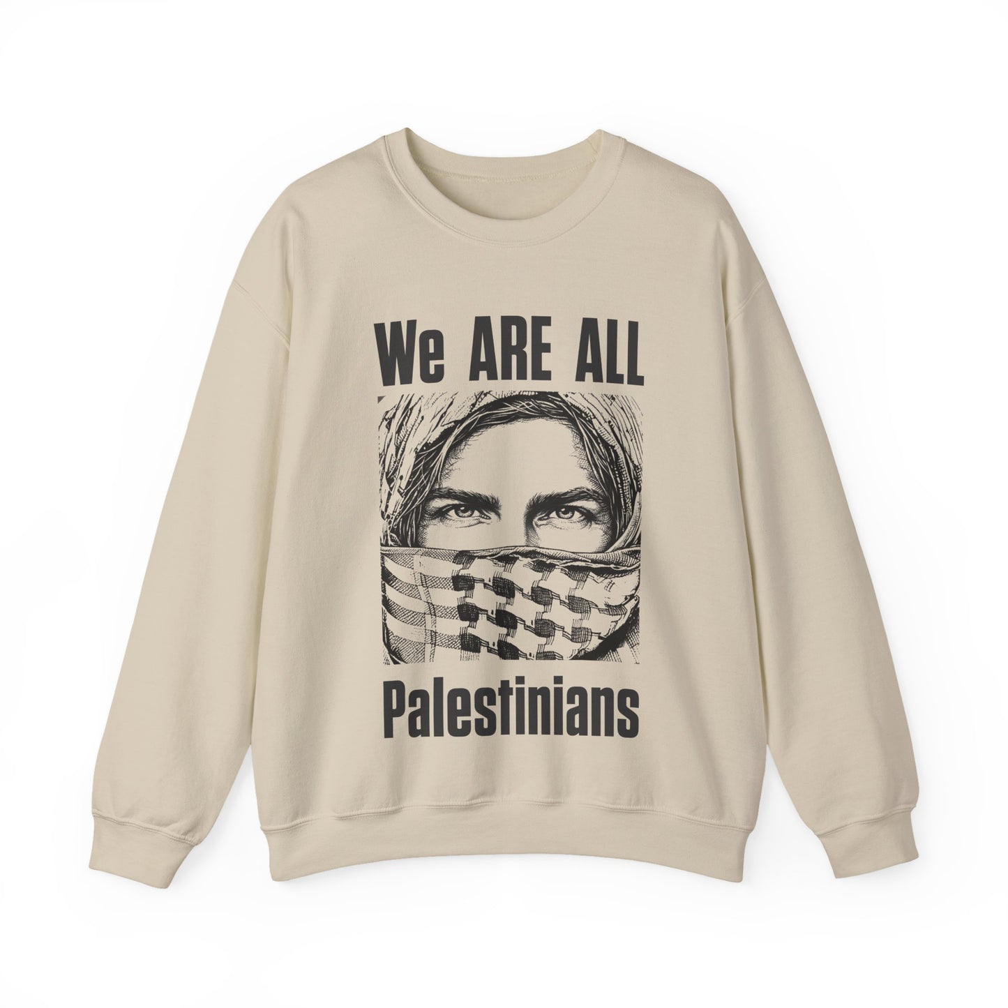 We are all Palestinians Graphic Sweatshirt mans face