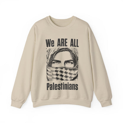 We are all Palestinians Graphic Sweatshirt mans face