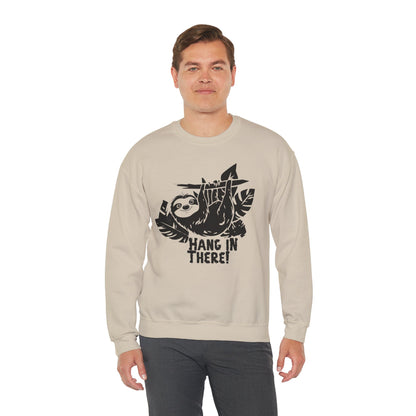 Hang In There! - Playful Minimalistic Sloth Silhouette Hanging Upside Down Sweatshirt