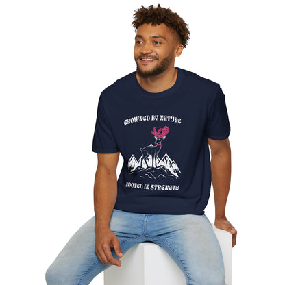 Crowned by Nature Rooted in Strength T-Shirt - Pink Flower Crown Deer Design