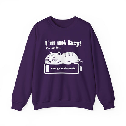 I'm not lazy, I'm Just In Energy Saving Mode - Playful Silhouette Cat On Battery Sweatshirt
