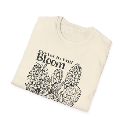 Curves in Full Bloom - Monochrome Floral T-Shirt