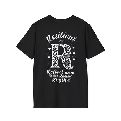 Letter R Flower T-Shirt - Letters Flowers Patterns Front And Back Design