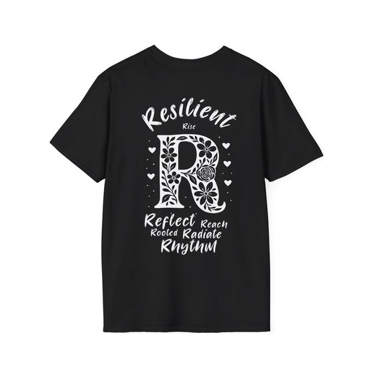 Letter R Flower T-Shirt - Letters Flowers Patterns Front And Back Design