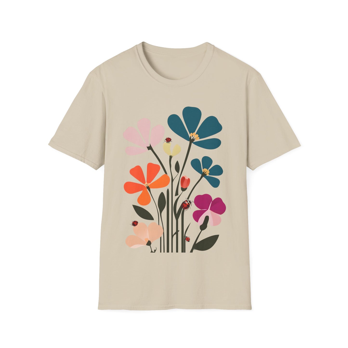 Vibrant Flowers Minimalistic T-Shirt Design