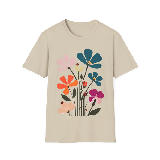 Vibrant Flowers Minimalistic T-Shirt Design
