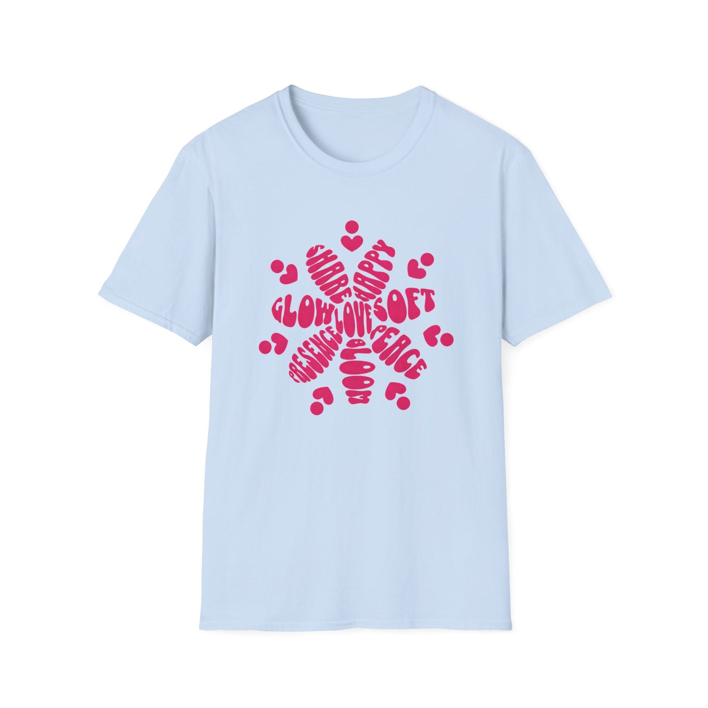 Love is T-Shirt - Vibrant Pink Flower Shape Typography  Design