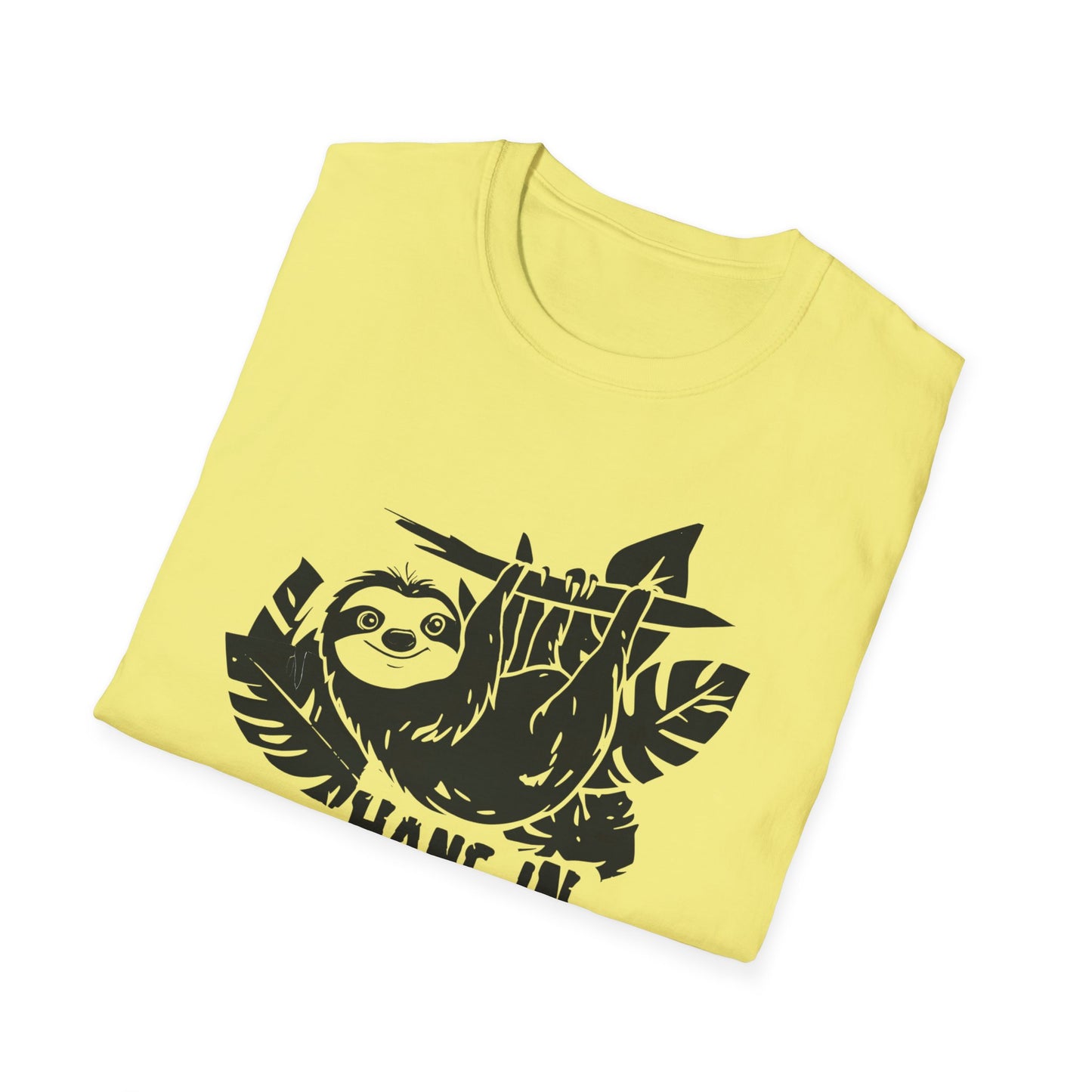 Hang In There! - Playful Minimalistic Sloth Silhouette Hanging Upside Down T-Shirt