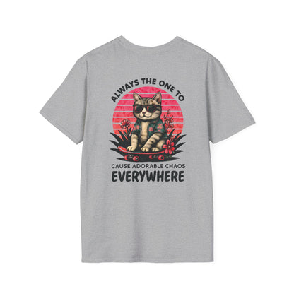 Vibrant Sunset Playful Cat on Skateboard Graphic T-Shirt  - Always The One To Cause Adorable Chaos Everywhere